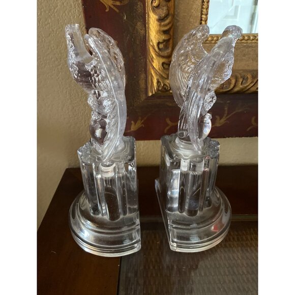 Vintage Imperial Glass Eagle Bookends Pair 9.5" Mid Century Americana - Picture 14 of 16